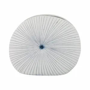 212 MAIN Modern White & Blue Round Dotted Shell Decorative Flower Vase, 14x12 in Round Home Decor Accessory for Vase Fillers