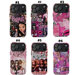 [FREE SILICONE SUCTION PAD] Bratz Doll Phone Case, Y2K Pink Baddie Cartoon Design, Case for iPhone 17 16 15 14 13 12 11 Pro Max Plus & Samsung Galaxy S25 S24 S23 S22 S21