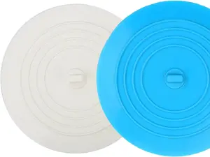 V-TOP Tub Stopper 2 Pack, 6 inches Large Silicone Drain Plug Hair Stopper Flat Suction Cover for Kitchen Bathroom and Laundry