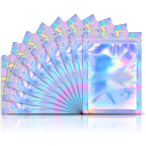 100 count 5"X 7" Smell Proof Resealable Mylar Bags  Storage Holographic Bags Foil Pouch Double-Sided Zipper lock Bag