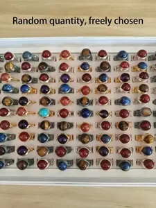 3/5/9pcs Natural Gemstone Wire-Wrapped Rings, Handmade Luxury Style with Unique Agate and Lapis Lazuli Beads, Trendy Stackable Accessory for Daily Wear and Dates