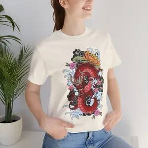 Red Dragon T-Shirt, Asian Graphic Tee Shirt, Unisex Gamer Gift For Teens