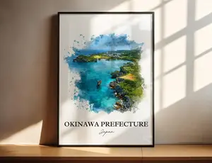 Okinawa Wall Art, Okinawa Print, Okinawa Watercolor Art, Okinawa Japan Gift, Japan Travel Print, Travel Poster, Housewarming Gift