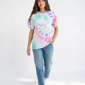 Tie Dye Short Sleeve T-Shirt 5.3 oz Preshrunk 100% Heavyweight Cotton Double-Needle Hems Taped Neck Classic Fit
