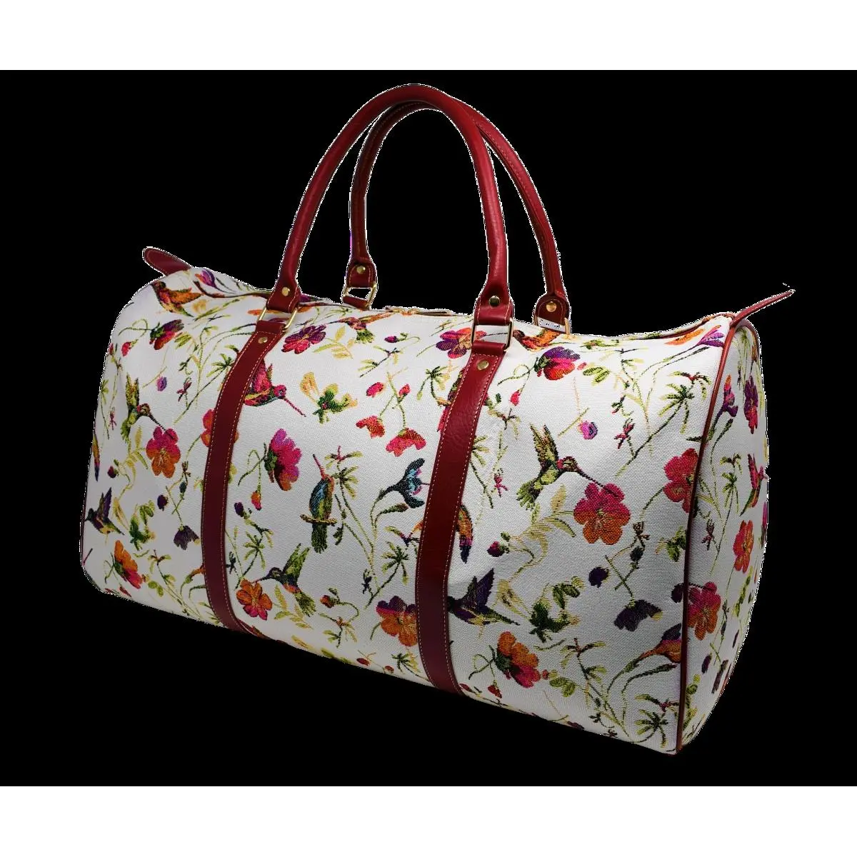 212 MAIN Hummingbird Pattern Faux Leather Tapestry Duffle Bag, Travel Duffels, On-the-Go Travel Luggage Bag with Zipper Pocket