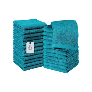 24-Pack 100% Cotton Wash Cloth Set – Soft, Highly Absorbent 12×12 Face & Bath Towels for Bathroom, Gym, Spa & Guest Use