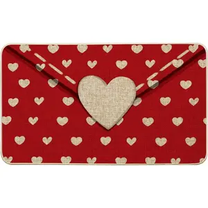 [Valentine's Day Heart Doormat] Valentine's Day Heart Envelope Doormat - Non-Slip, Low-Profile, Burlap-Textured Welcome Mat - Perfect for Indoor/Outdoor Use, Ideal Gift for Loved Ones