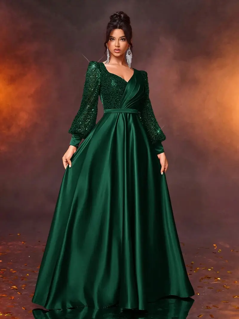 emerald green long sleeve prom dress - TikTok Shop emerald green long sleeve prom dress - TikTok Shop