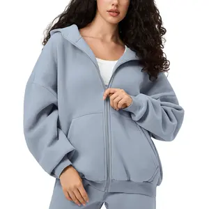 FAIABLE Womens Zip Up Hoodies with Pockets Oversized Sweatshirt Winter Long Sleeve Jackets Fleece Fall Outfits 2025 Heavyweight Casual Kangaroo