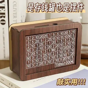 Wooden Money Box with Counter, Coin Savings Box, Wooden Craft Ornament