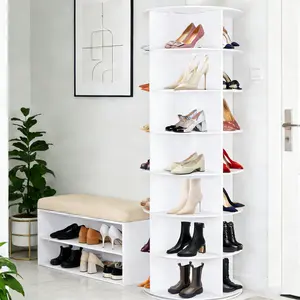 360° Rotating 7-Tiers Organizer Shoe Rack, Fits 24-28 Pairs of Shoes, Spinning and Revolving Round Shoe Rack, for Entryway Living Room Hallway