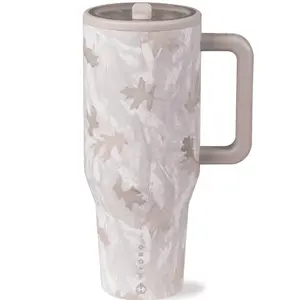 HydroJug Traveler - 40 oz Water Bottle with Handle & Flip Straw - Fits in Cup Holder, Leak Resistant Tumbler-Reusable Insulated Stainless Steel & Rubber Base - Gifts for Women & Men, Camo