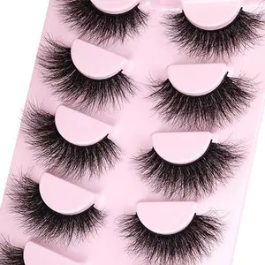 Fluffy Lashes 20mm Long Faux Mink Eyelashes Wispy 8D Volume False Lashes Cat Eye Dramatic Lashes Classic Soft Handmade Strip Lashes Pack by Kiromiro