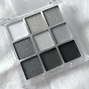 Black Smokey Eyeshadow Palette, 9 Colors Black Silver Gray White Goth Eyeshadow Makeup Palette, Waterproof Cool Toned Matte Glitter Eyeshadow Palette Sombras De Ojos Profesional