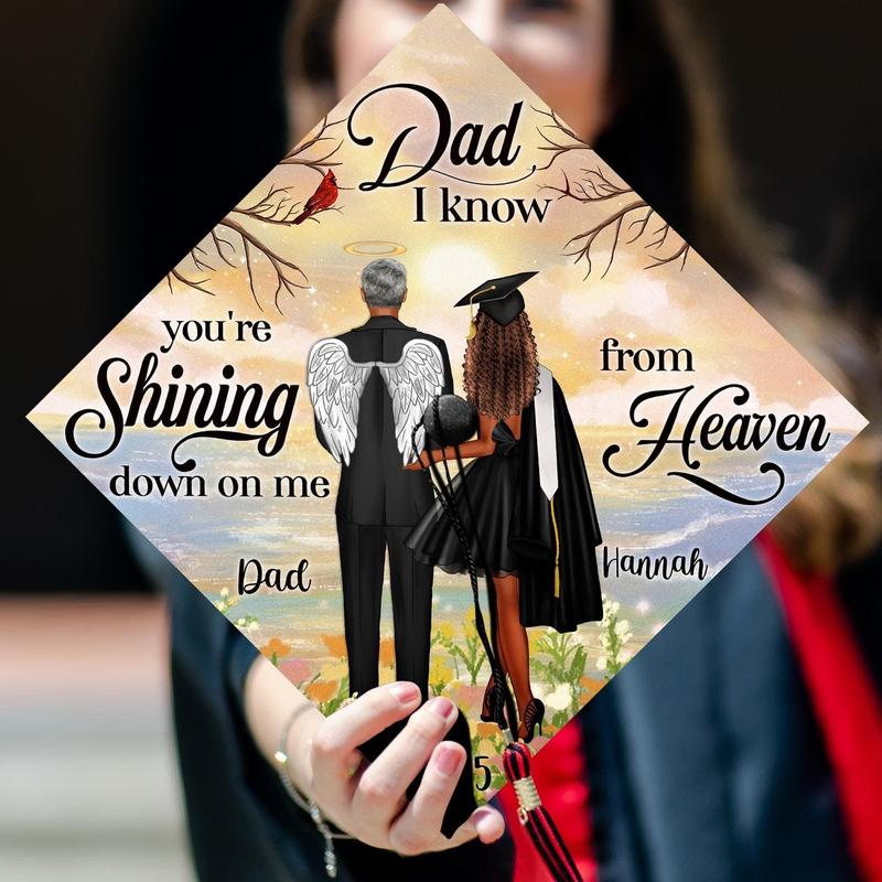 Custom Memorial Graduation Cap Topper, You are Shining Down On Me From Heaven Graduation Cap, Personalized Memories Graduation Cap Topper