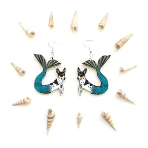 Rat Terrier Mermaid Earrings