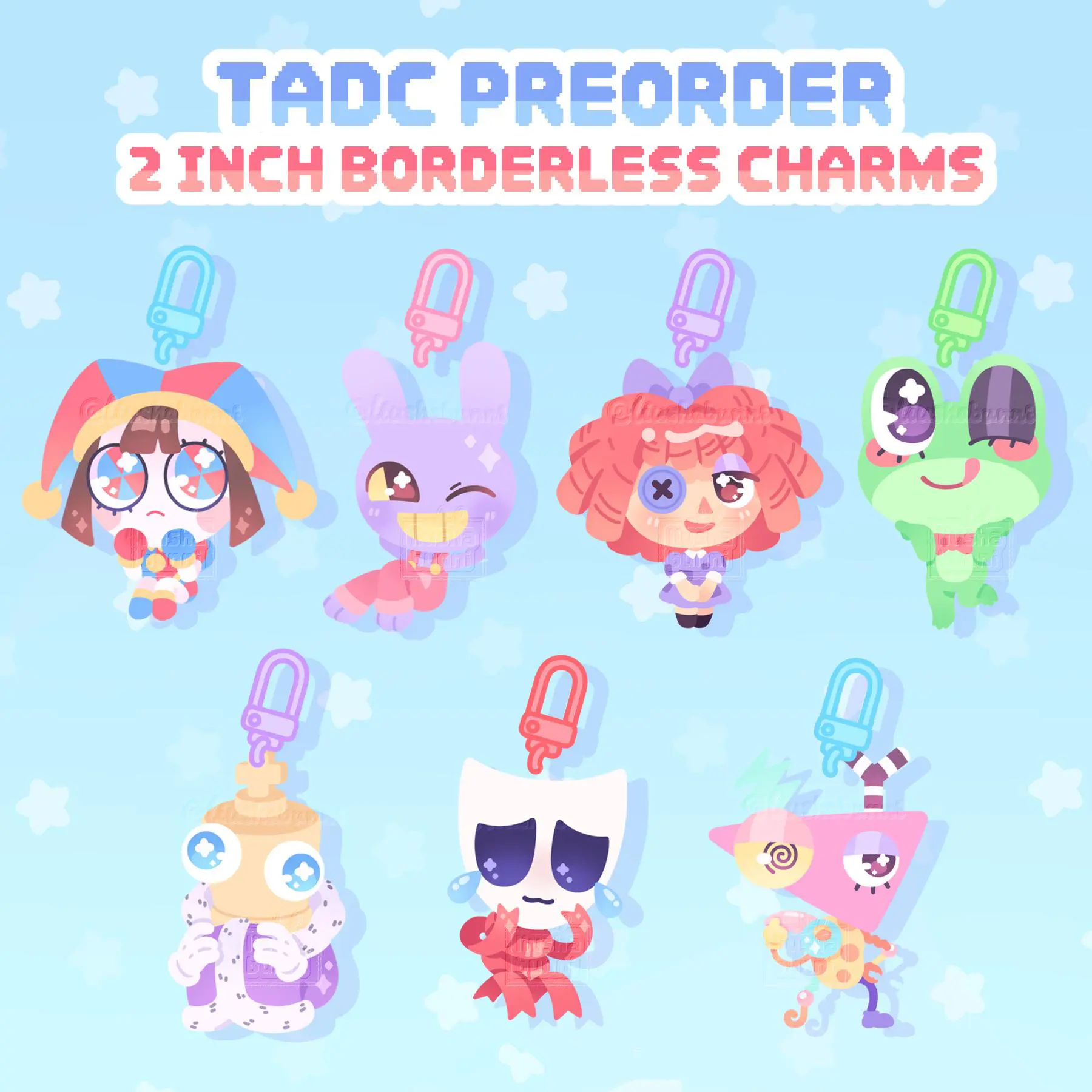 TADC Digital Circus Cuties Borderless Keychains, 2'' Double Sided Acrylic Keychains