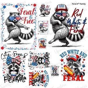 Feral 4Th Family Mini DTF Transfer Gang Sheet 24.5" wide x 36" long. Direct To Film Mini Gang Sheet
