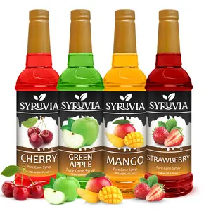 Syruvia Fruit Flavors Variety Pack – Cherry, Green Apple, Mango & Strawberry Syrup – Perfect for Cocktails, Lemonade,  Iced Tea & Beverages – 25.4 Fl oz Bottles (4 Pack)