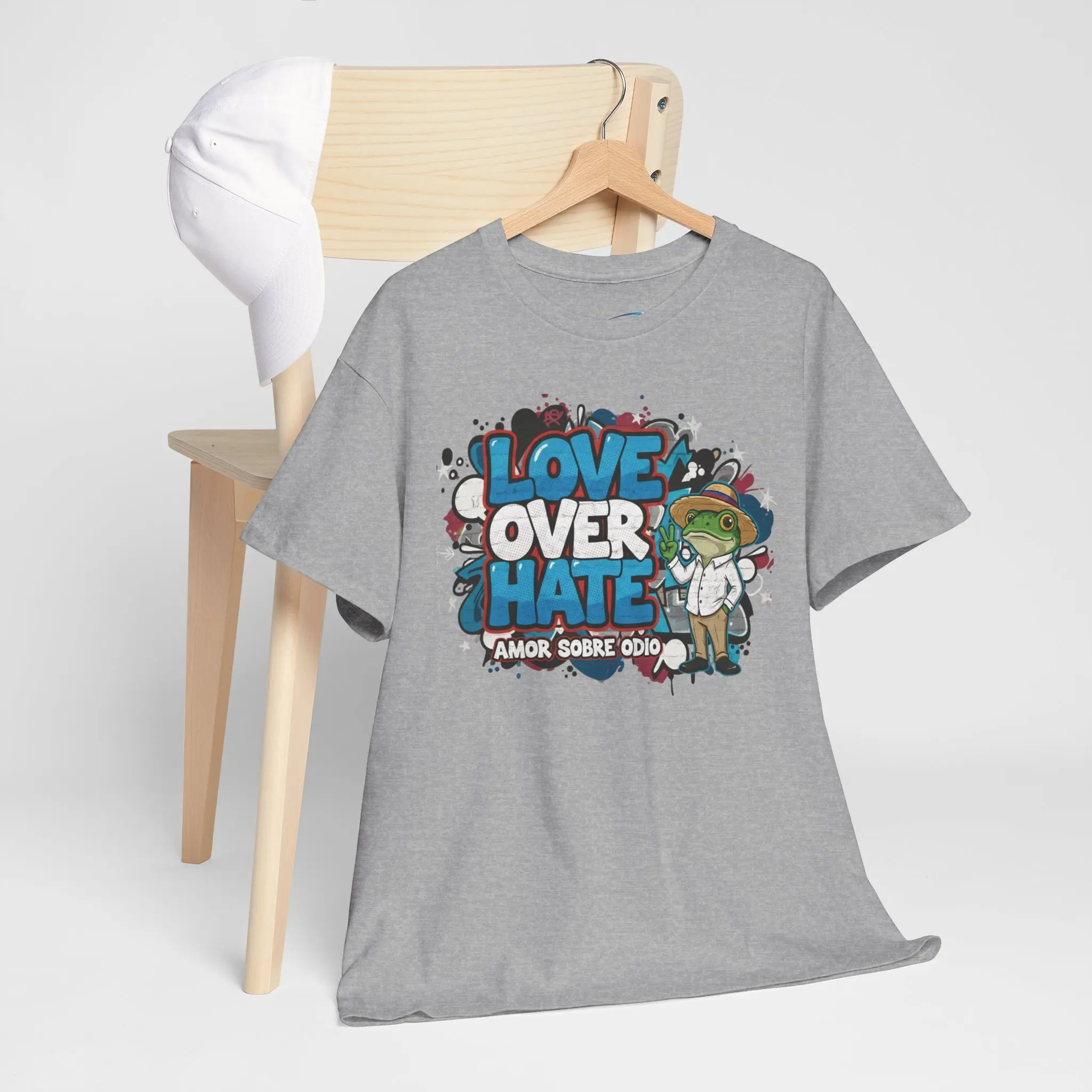 Love Over Hate Tee Amor Sobre Odio graphic, street art frog design Inspired