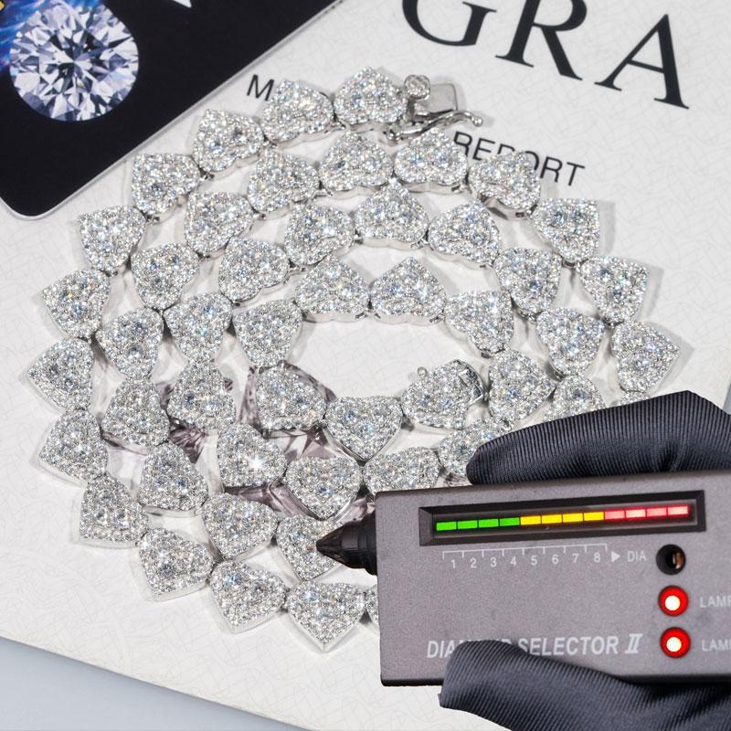 VVS1 All Moissanite Heart Bracelet Necklace 925 Sterling Silver Jewelry with GRA Certification For Women