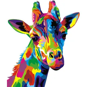 Paint by Numbers Kits for Kids & Adults, Colorful Giraffe Canvas Painting 16x20inch Without Frame