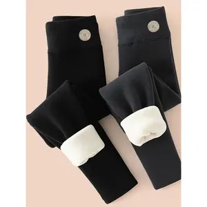 Girls' Thermal Winter Pants - Extreme Cold Weather Tight Leggings, Non-Slip Grip, Easy Diaper change, for Toddlers & Kids (Black/White) - Everyday & Special Occasions, Cold Weather Clothing, Simple Design, Comfortable Fit, Warm Leggings, Young Children, P