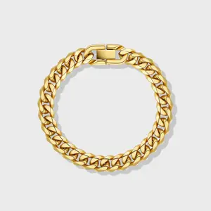 Men & Women 14K Gold plated Cuban Link Bracelet - 8mm Width