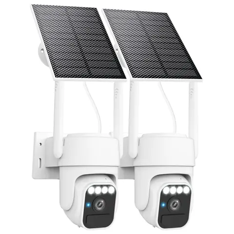 Wi-Fi Solar Camera Outdoor Wireless 2 Packs, Motion Detection, Night Vision, IP65 Weatherproof, Pan & Tilt Control, Two-Way Audio Wifi Cameras Wifi Security Cam, Recording, Water Proof