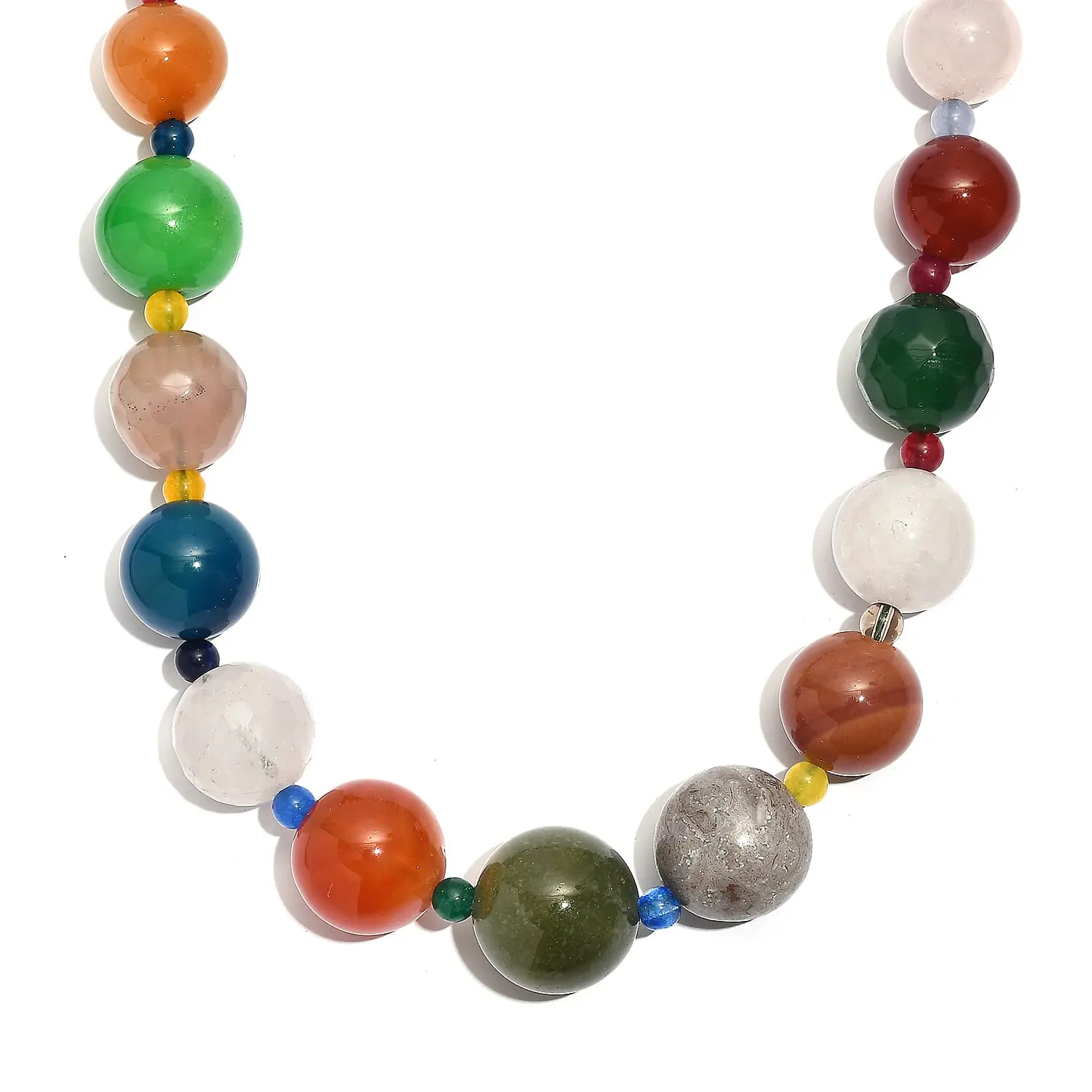 Multi Gemstone 400.00 ctw Beaded Necklace in Platinum Bond 18 Inches Multi Gemstone 400.00 ctw Beaded Necklace in Platinum Bond 18 Inches