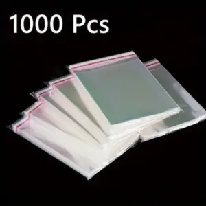 1000 Transparent Plastic Bags with Self-Adhesive Sealing, Various Sizes for Packaging, Jewelry, Stationery, Gifts, Celebrations