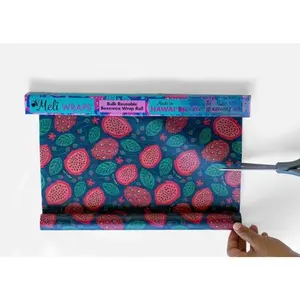 Meli Wraps Beeswax Wrap Bulk Roll - Dragonfruit Print 13.5" x 42" Eco Friendly Reusable Food Storage Alternative Made in Hawaii