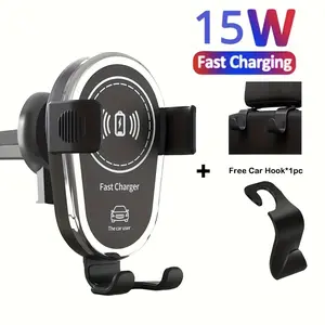 Wireless Car Phone Charger Holder, Wireless Mobile Charger, One-Click Release Fast Charging Manual Clip Air Vent Mount, Compatible with iPhone 8 Series USB Port