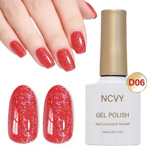 NCVY Red Glitter Gel Nail Polish, 10ml/0.35oz Nail Polish, long-lasting formula with LED curing, salon quality, perfect for DIY at home, ideal gift for Valentine's Day and spring/summer, safe formula free of HEMA.