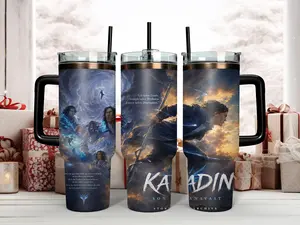 40oz Insulated Reusable Stainless Steel Tumbler - The Stormlight Archive Kaladin Stormblessed Windrunner Character Art Travel Mug with Handle, Straw, Lid - Ideal Bookish Gift for Brandon Sanderson Cosmere Fans