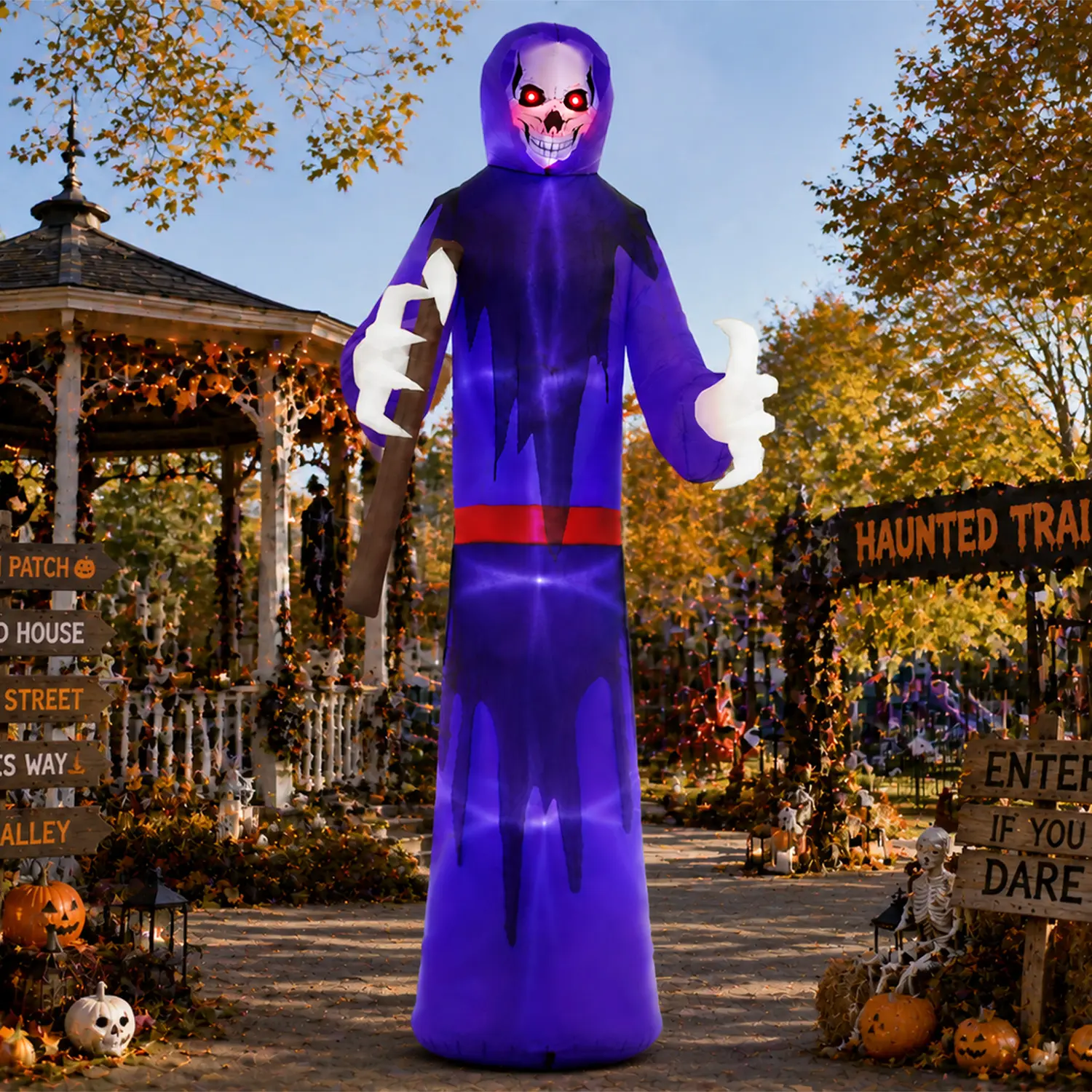 Halloween Outdoor Inflatable Decorations, Light Up Blow Up Ghost, Hanging Window Ghost, Grim Reaper, Witch, Black Cat, Jack O Lantern Pumpkin, Halloween Inflatable Truck, Waterproof Inflatable Ornament for Yard, Garden, Lawn, Halloween Party Decor tiktoks
