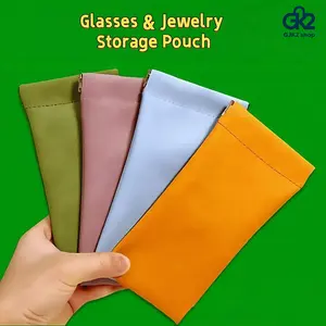 Universal Auto Close Glasses Pouch, Velvet Lining Soft Storage Bag, Portable Sunglasses & Small Jewelry Organizer