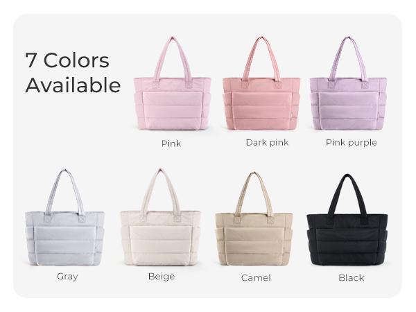 BAGSMART Lightweight Puffy Tote Bag with Compartments for Women, Quilted Shoulder Bag Handbag for Travel and Work Handbag for Travel and Work TikTokShopHolidayHaul