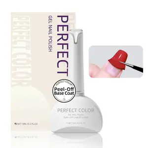 PERFECT COLOR 15ml Peel Off Gel Base Coat for Gel Nail Polish, Easy Removal Gel Nail Polish Peelable Base for Practice, Beginner Friendly No Sanding Gel Base for Nail Art Practice & Frequent Style Changes