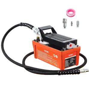 fathersdaygift  VEVOR Air Hydraulic Pump, 10, 000 PSI 1/2 Gal Reservoir, NPT 3/8 Oil Outlet, NPT 1/4 Inlet, 6.6 ft Pipe, Foot Actuated Hydraulic Pump Air Treadle for Auto Body Frame Machines and Pulling Post, Orange
