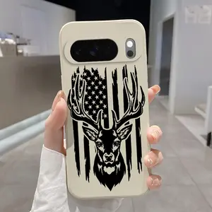 Patriotic Deer Spirit Pattern Rounded Edge Phone Case for Google Pixel 10 9 8 7 Pro A XL Shockproof Full Camera Protection Durable Slim Liquid Silicone Cover Smartphone Casing