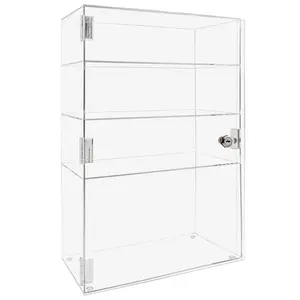 Acrylic Locking Vertical Cabinet with Keys 12" x 7" x 19" Clear Tall Countertop Locker One Piece No Assembly with Swinging Door for Retail Merchandise by 321 Plastics