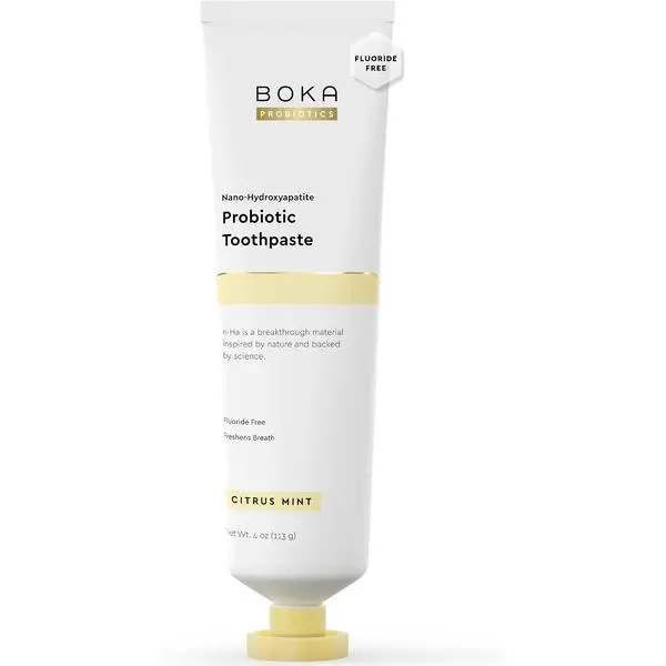 Boka Probiotic Toothpaste - Fluoride Free, Nano Hydroxyapatite Toothpaste | Made with Probiotics - Citrus Mint - 4 Oz, 1PK