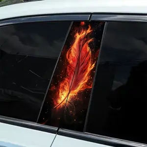 Burning Feather Spiritual Flame Personality Pattern Car Sticker 2-piece set: 2-piece set, waterproof and scratch-resistant, suitable for car parts and holiday decorations of all models, as well as laptops and cars, Cool Car Decoration.