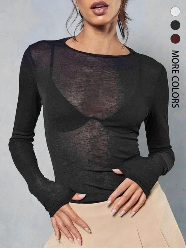 Women's Basic Knit Crew Neck Pullover Sweater - Long Sleeve, Cozy Solid Color Tops for Casual Winter Fashion, Chic