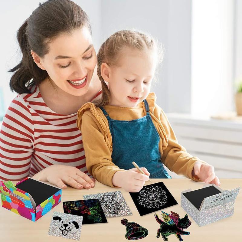 Rainbow Paper Colorful Reflectivepaper Mini Notes Artistic Drawing Set with Black Coating Reveals Colorful Pattern Journal