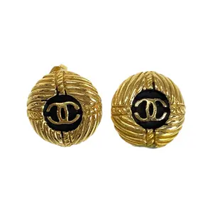 Pre-owned CHANEL Zinc Alloy Small Leather Goods Coco Mark Earrings