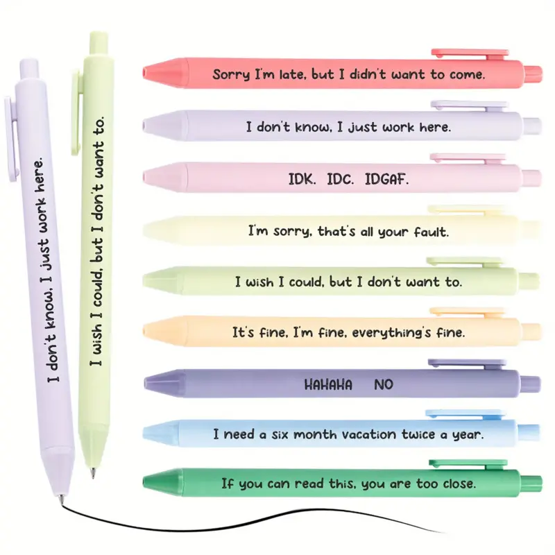 9/36pcs Funny Adult Plastic Pens Set-Retractable Humorous Ballpoint Pens with Funny Words, Black Ink, Premium Days of The Week Swear Cuss Word Pens for Office Gifts, Novelty Pens for Corworkers, Funny Teacher Pens, Ballpen Set