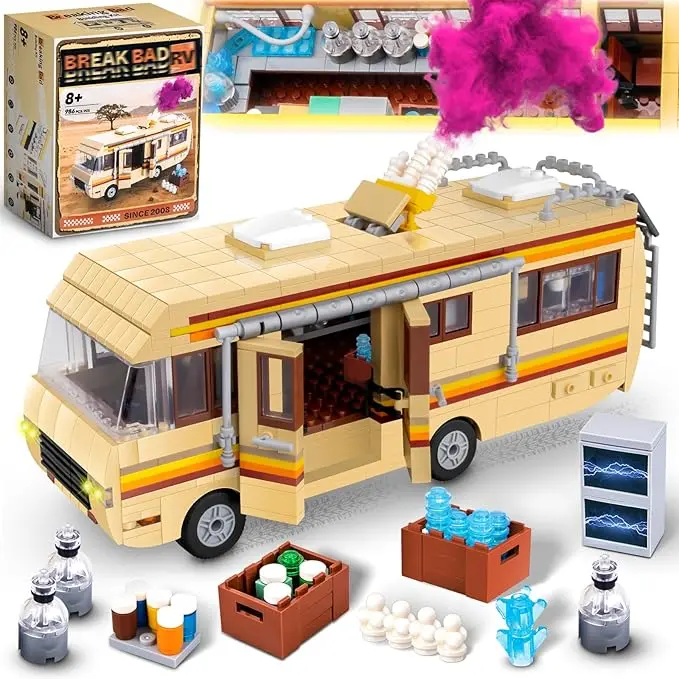 【DealsForYouDays】 Camper for Break Bad Rv Building Set, Creative Camper Van Building Blocks Merchandise, DIY Technic Building Set Toy, Building Bricks Kit for Ages 8-14(986 Pieces)