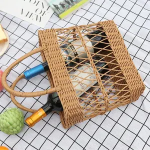 Boho Style Multifunctional Picnic Basket, Durable Plastic Handle Design, Ideal for Home Use & Outdoor Adventures